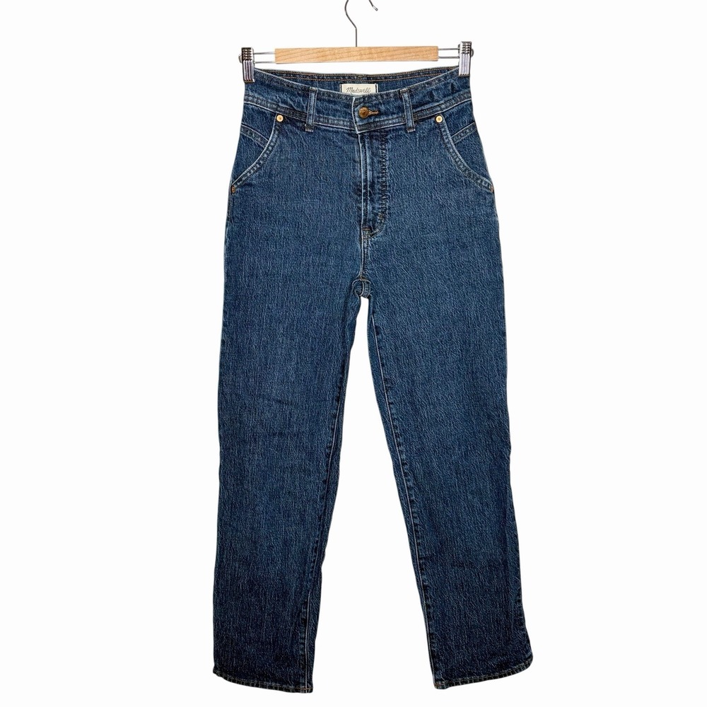 Madewell Perfect Vintage Straight Jeans Womens Size 25 High Rise Dark Wash Blue